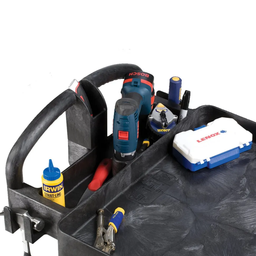 Rubbermaid Commercial 25.9 in. x 45.2 in. x 32.2 in. 500 lbs. Capacity 2 Lipped Shelves Heavy-Duty Plastic Utility Cart - Black