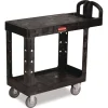 Rubbermaid Commercial 19.19 in. x 37.88 in. x 33.33 in. 500 lb. Capacity Plastic Flat Shelf Utility Cart - Black