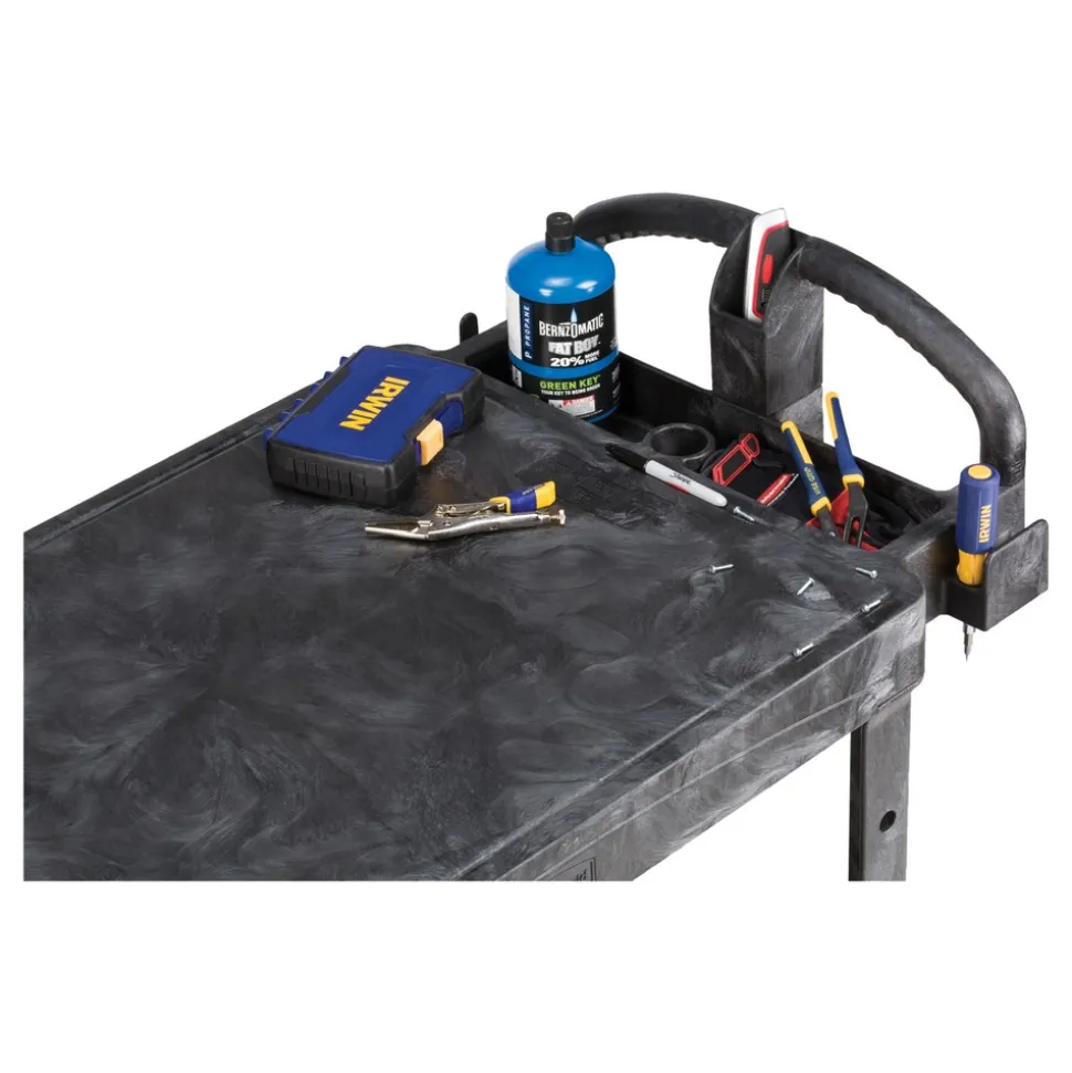 Rubbermaid Commercial 19.19 in. x 37.88 in. x 33.33 in. 500 lb. Capacity Plastic Flat Shelf Utility Cart - Black