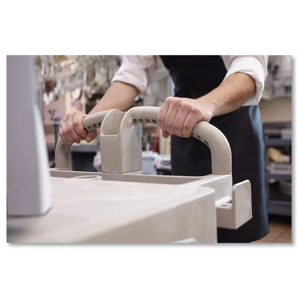 Rubbermaid Commercial 19.19 in. x 37.88 in. x 33.33 in. 500 lb. Capacity Plastic Flat Shelf Utility Cart - Black