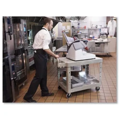 Rubbermaid Commercial 19.19 in. x 37.88 in. x 33.33 in. 500 lb. Capacity Plastic Flat Shelf Utility Cart - Black