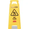 Rubbermaid Commercial 11 in. x 12 in. x 25 in. Caution Wet Floor Sign - Bright Yellow (6/Carton)