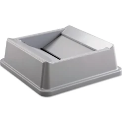Rubbermaid Commercial 20.13 in. Plastic Untouchable Square Swing Top Lid - Gray