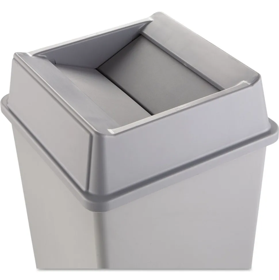 Rubbermaid Commercial 20.13 in. Plastic Untouchable Square Swing Top Lid - Gray