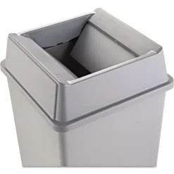 Rubbermaid Commercial 20.13 in. Plastic Untouchable Square Swing Top Lid - Gray