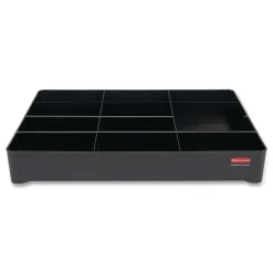 Rubbermaid Commercial 18.75 in. x 3.62 in. 11-Section Amenity Organizer for all Rubbermaid Commercial Full-Size and Compact Housekeeping Carts - Black