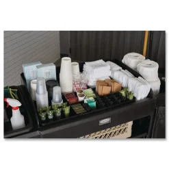 Rubbermaid Commercial 18.75 in. x 3.62 in. 11-Section Amenity Organizer for all Rubbermaid Commercial Full-Size and Compact Housekeeping Carts - Black