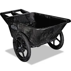 Rubbermaid Commercial 32.75 in. x 58 in. x 28.25 in. 300 lbs. Capacity Big Wheel Agriculture Wheelbarrow - Black