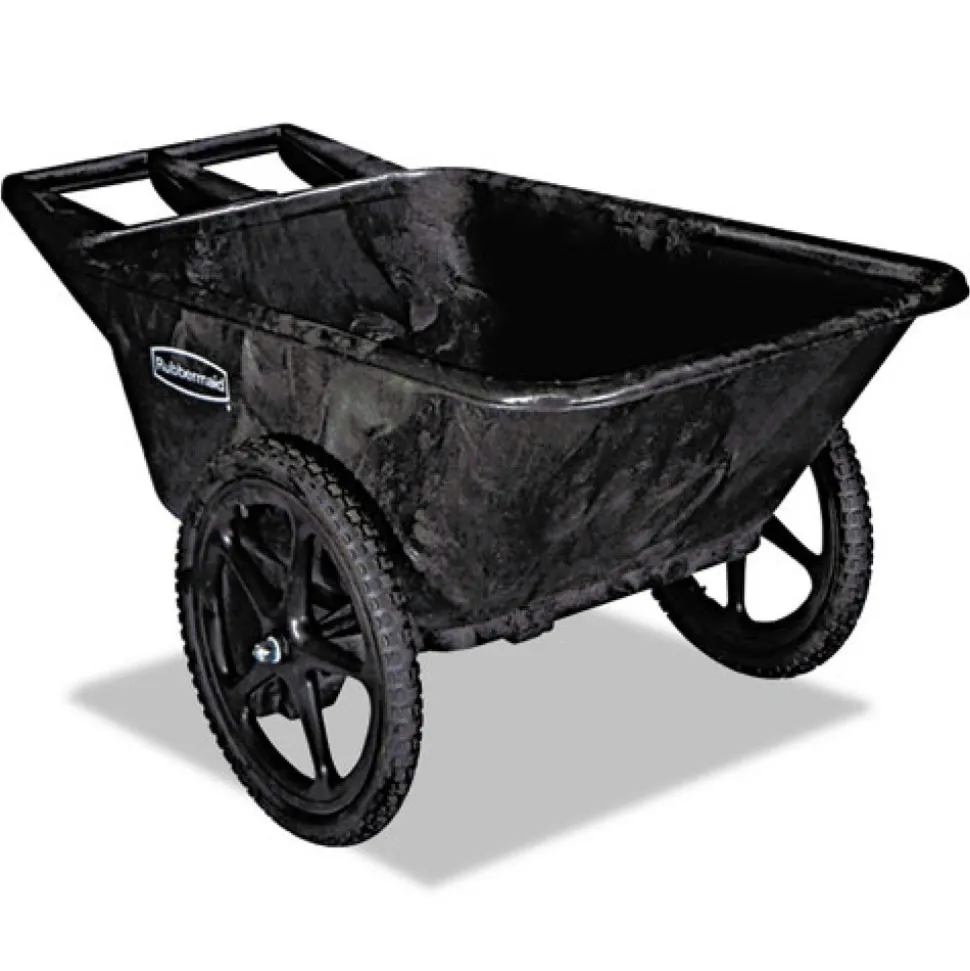 Rubbermaid Commercial 32.75 in. x 58 in. x 28.25 in. 300 lbs. Capacity Big Wheel Agriculture Wheelbarrow - Black