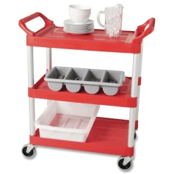 Rubbermaid Commercial 20 in. x 15 in. x 5 in. Bus/Utility Tote - Gray