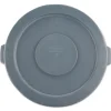 Rubbermaid Commercial 22.25 in. Diameter x 1.63 in. BRUTE Self-Draining Flat Top Lids for 32 Gallon Round BRUTE Containers - Gray