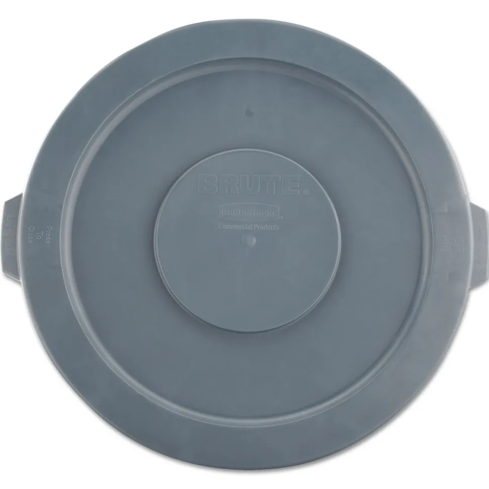 Rubbermaid Commercial 22.25 in. Diameter x 1.63 in. BRUTE Self-Draining Flat Top Lids for 32 Gallon Round BRUTE Containers - Gray