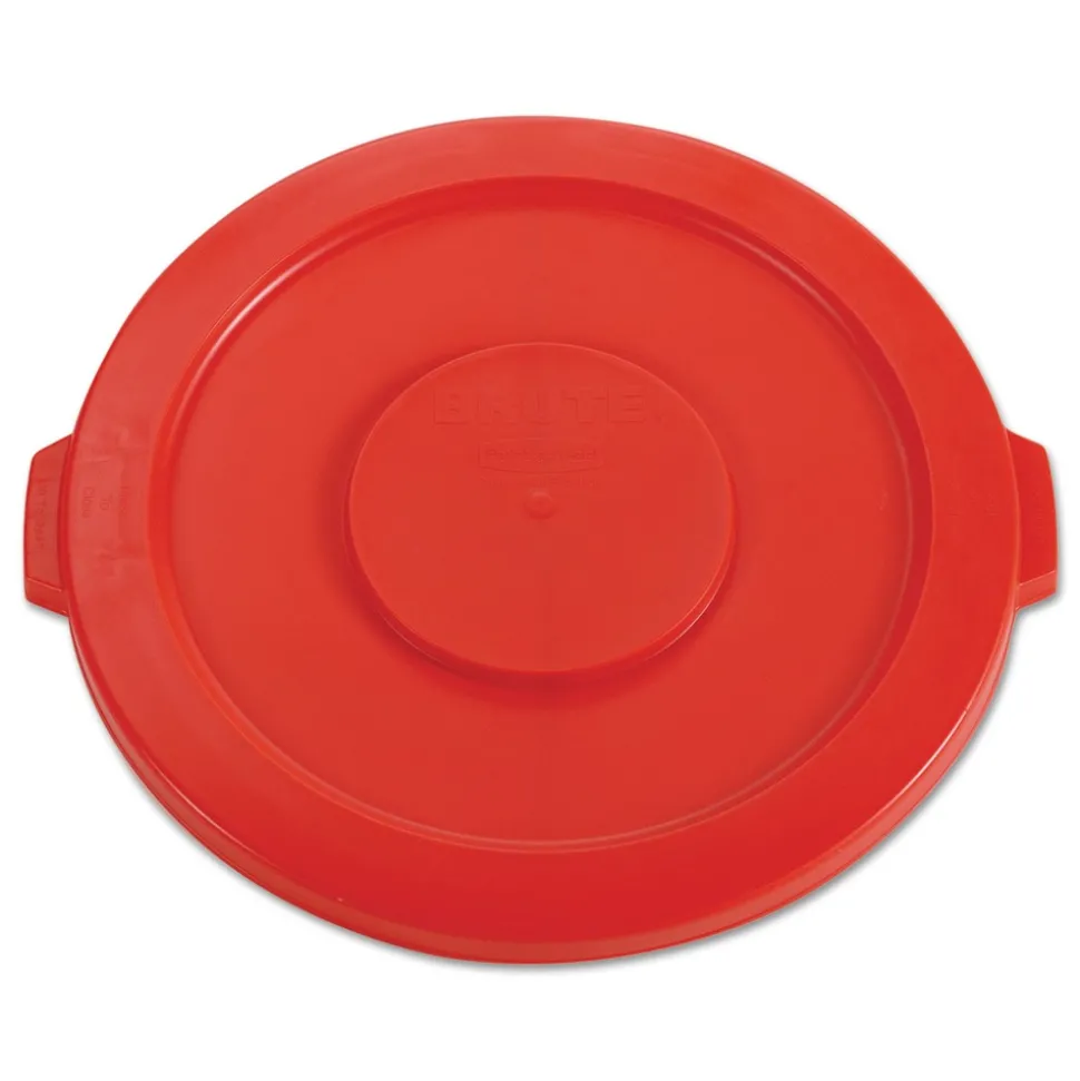 Rubbermaid Commercial 22.25 in. BRUTE Self-Draining Flat Top Lids for 32 gal. Round BRUTE Containers - Red