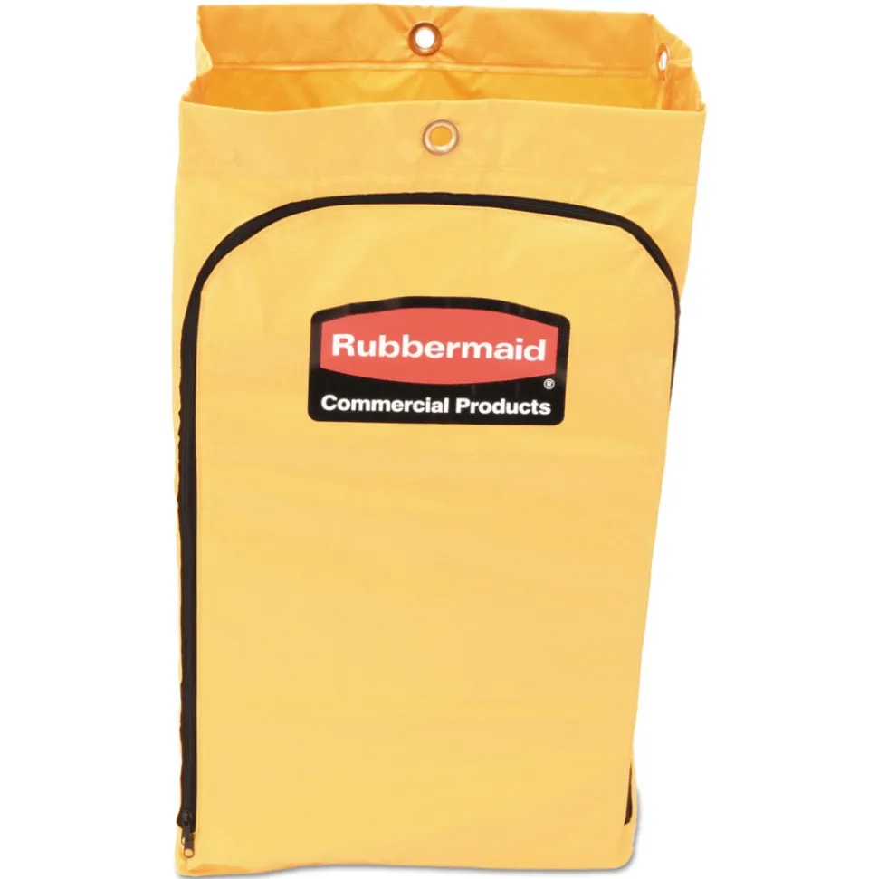 Rubbermaid Commercial 17.25 in. x 30.5 in. 24 Gallon Zippered Vinyl Cleaning Cart Bag - Yellow