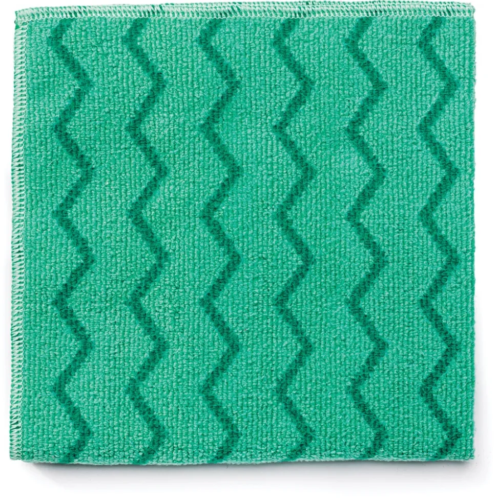 Rubbermaid Commercial 16 in. x 16 in. Microfiber Reusable Cleaning Cloths - Green (12/Carton)