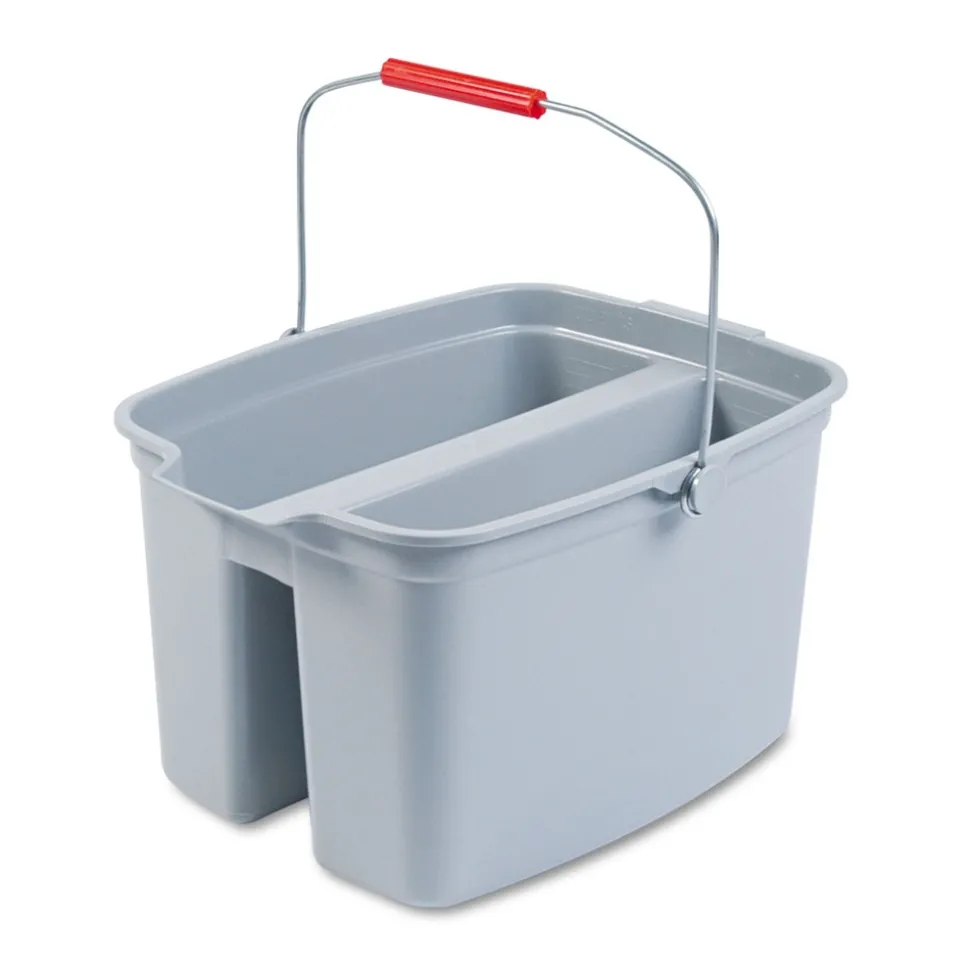 Rubbermaid Commercial 18 in. x 14.5 in. x 10 in. 19 qt. Plastic Double Utility Pail - Gray