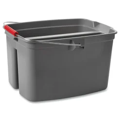 Rubbermaid Commercial 18 in. x 14.5 in. x 10 in. 19 qt. Plastic Double Utility Pail - Gray