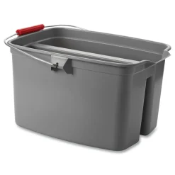 Rubbermaid Commercial 18 in. x 14.5 in. x 10 in. 19 qt. Plastic Double Utility Pail - Gray