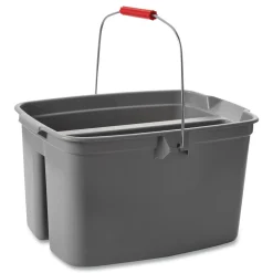 Rubbermaid Commercial 18 in. x 14.5 in. x 10 in. 19 qt. Plastic Double Utility Pail - Gray