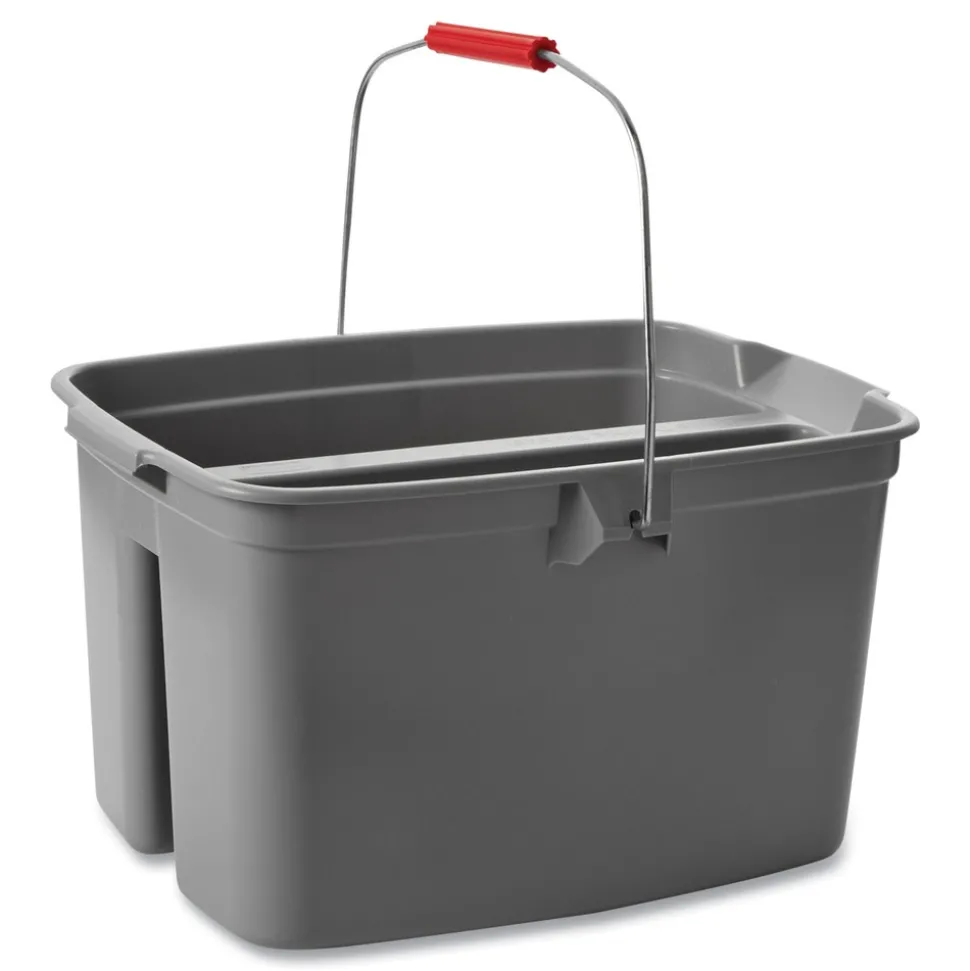 Rubbermaid Commercial 18 in. x 14.5 in. x 10 in. 19 qt. Plastic Double Utility Pail - Gray