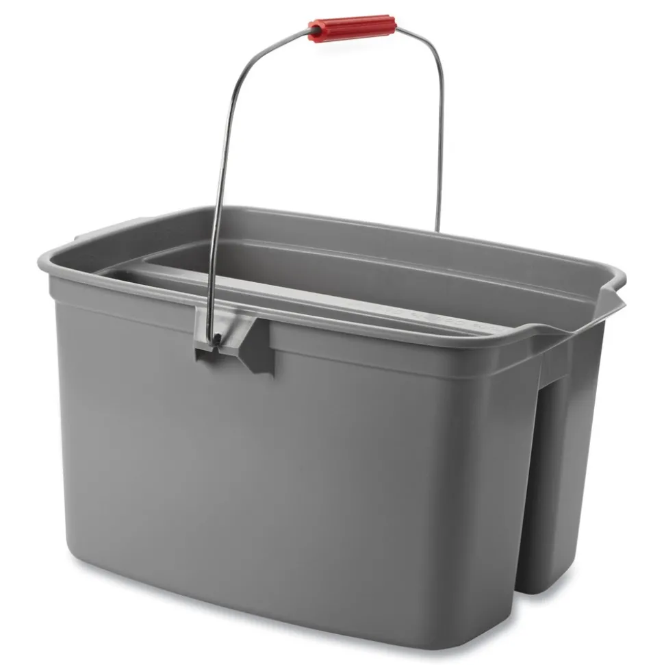 Rubbermaid Commercial 18 in. x 14.5 in. x 10 in. 19 qt. Plastic Double Utility Pail - Gray