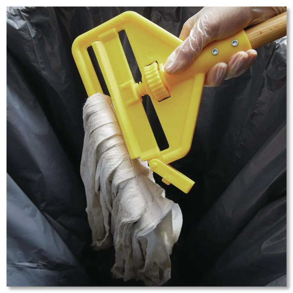 Rubbermaid Commercial 54 in. Invader Wood Side-Gate Wet-Mop Handle - Natural/Yellow