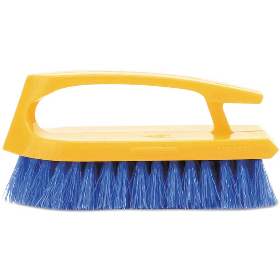 Rubbermaid Commercial 6 in. Iron-Shaped Scrub Brush - Yellow/Blue