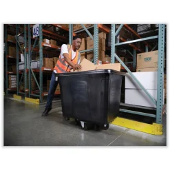 Rubbermaid Commercial 300 lbs. Capacity 59 Gallon Plastic Cube Truck - Black