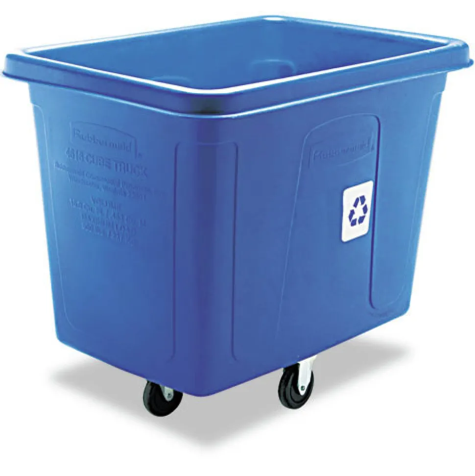 Rubbermaid Commercial 500 lbs. Capacity 120 Gallon Polyethylene Recycling Cube Truck - Blue
