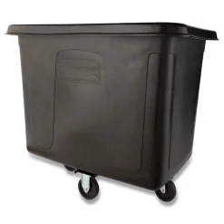 Rubbermaid Commercial 400 lbs. Capacity 12 cu-ft. Polyethylene/Metal Frame Medium-Density Cube Truck - Black