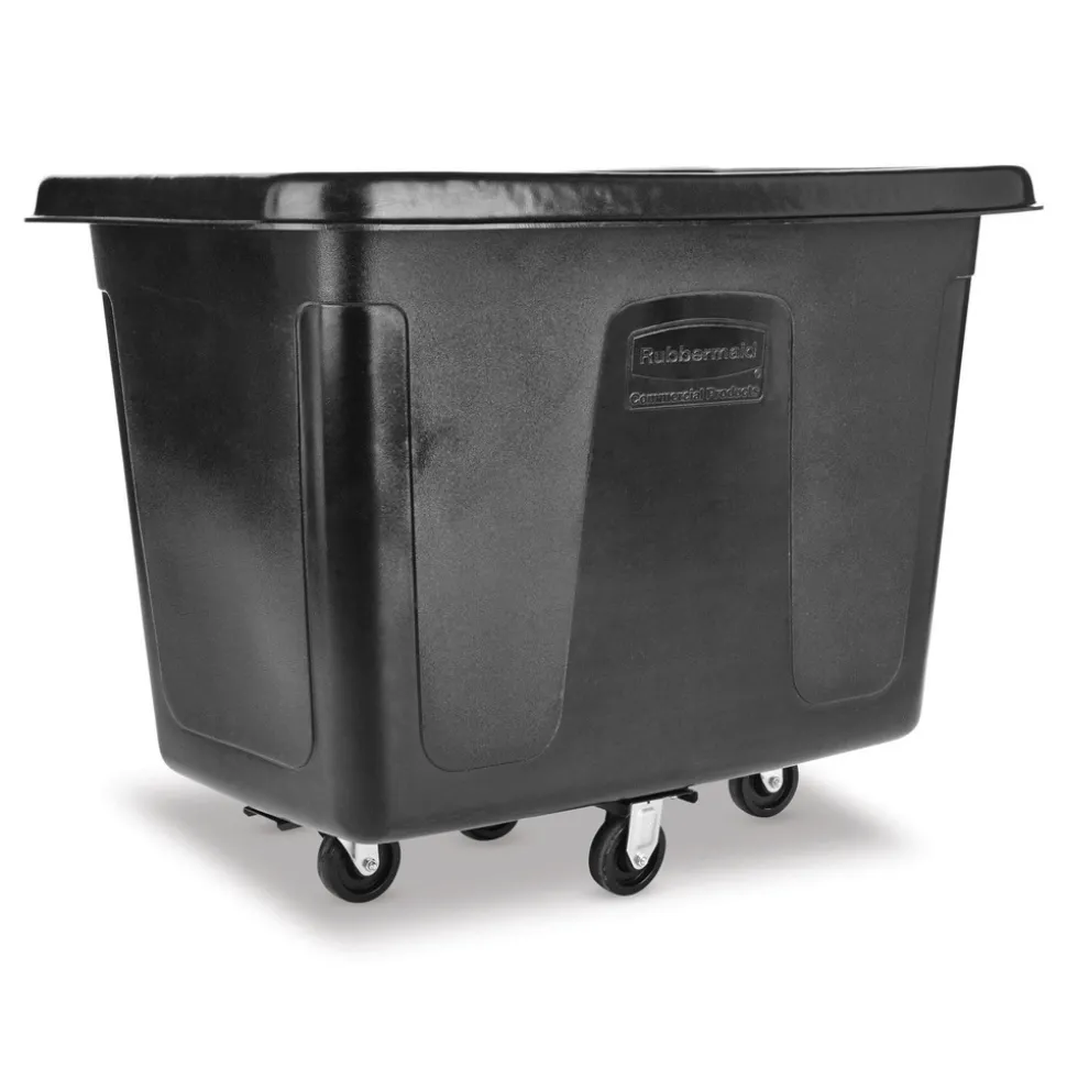 Rubbermaid Commercial 500 lbs. Capacity 105 Gallon Plastic Cube Truck - Black