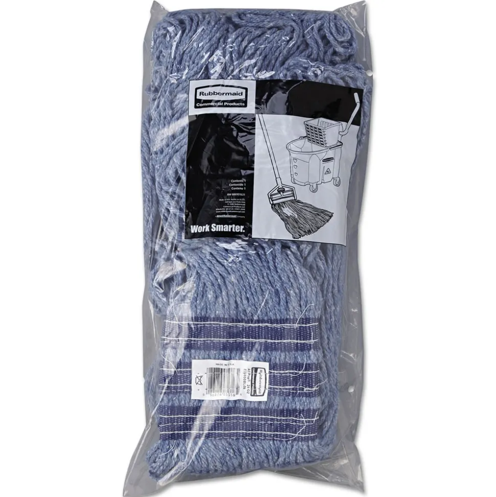 Rubbermaid Commercial 24 oz. Universal Headband Cotton/Synthetic Mop Head - Blue (12/Carton)