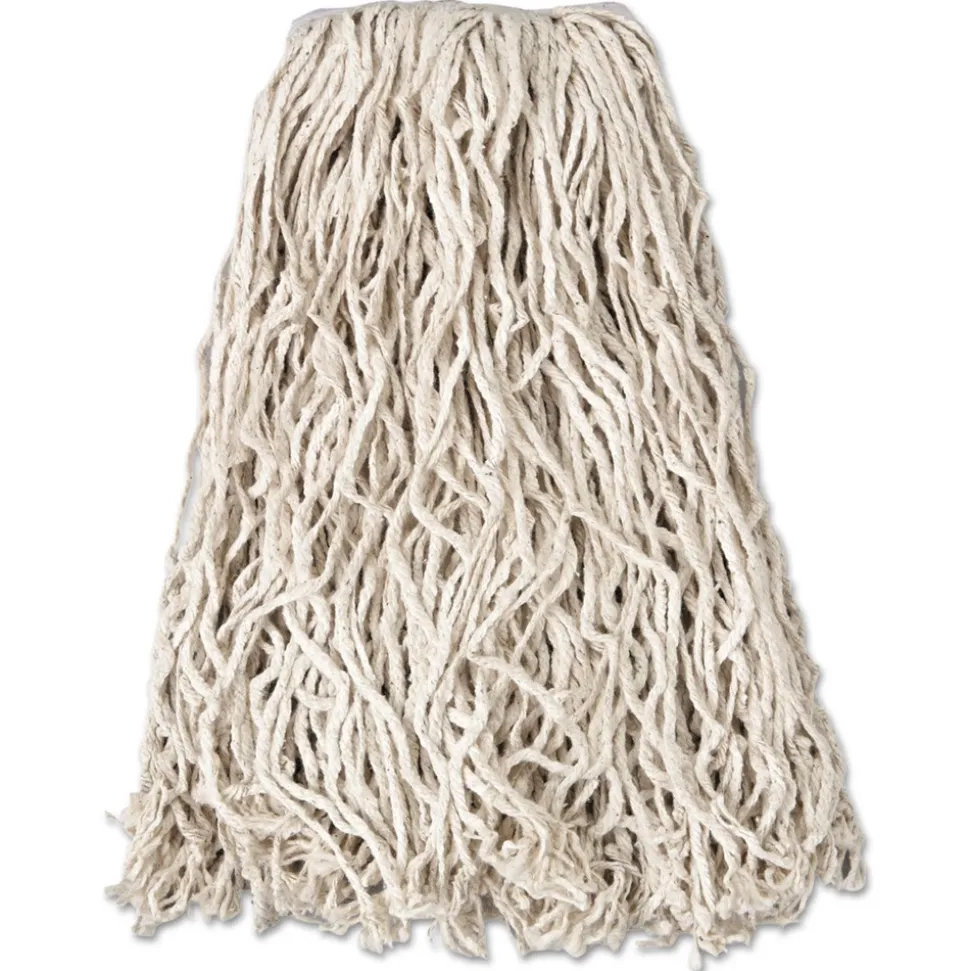 Rubbermaid Commercial 20 oz. 1 in. Band Economy Cut-End Cotton Wet Mop Head - White (12/Carton)