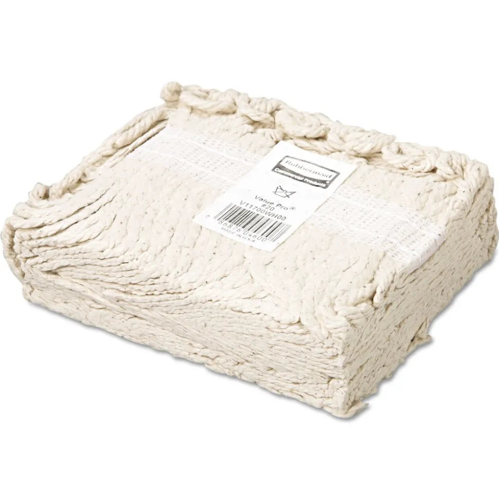 Rubbermaid Commercial 20 oz. 1 in. Band Economy Cut-End Cotton Wet Mop Head - White (12/Carton)