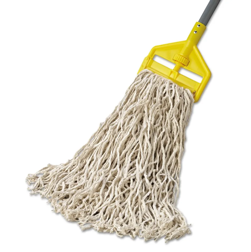 Rubbermaid Commercial 24 oz. 1 in. Band Economy Cut-End Cotton Wet Mop Head - White (12/Carton)