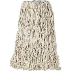 Rubbermaid Commercial 24 oz. 1 in. Band Premium Cut-End Cotton Wet Mop Head - White (12/Carton)