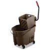 Rubbermaid Commercial 35 qt. WaveBrake 2.0 Side-Press Plastic Bucket/Wringer Combos - Brown