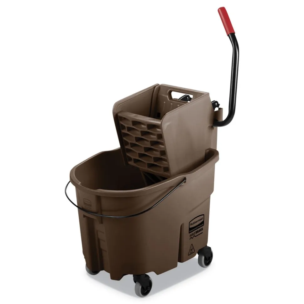 Rubbermaid Commercial 35 qt. WaveBrake 2.0 Side-Press Plastic Bucket/Wringer Combos - Brown