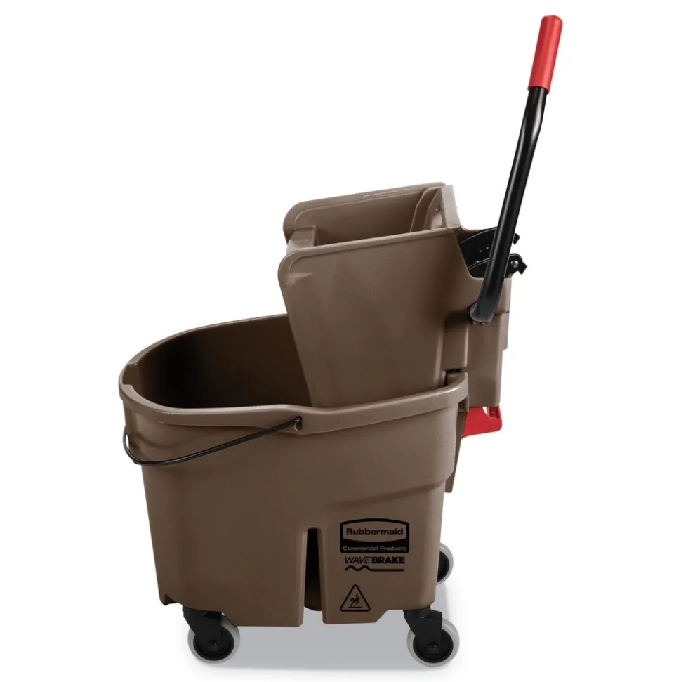 Rubbermaid Commercial 35 qt. WaveBrake 2.0 Side-Press Plastic Bucket/Wringer Combos - Brown