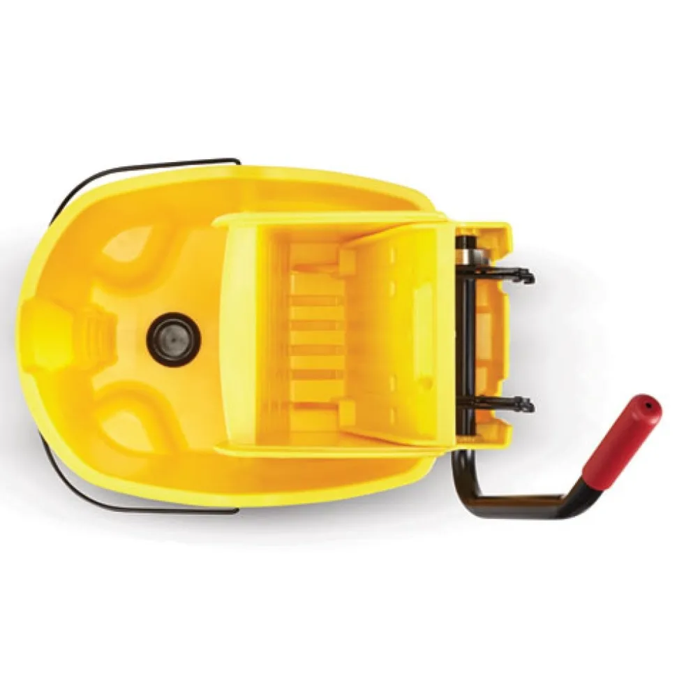 Rubbermaid Commercial 44 qt. WaveBrake 2.0 Down-Press Plastic Bucket/Wringer Combos - Yellow