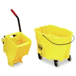 Rubbermaid Commercial 35 qt. WaveBrake 2.0 Side-Press Plastic Bucket/Wringer Combos - Yellow