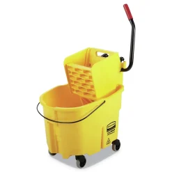 Rubbermaid Commercial 35 qt. WaveBrake 2.0 Side-Press Plastic Bucket/Wringer Combos - Yellow