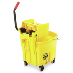 Rubbermaid Commercial 35 qt. WaveBrake 2.0 Side-Press Plastic Bucket/Wringer Combos - Yellow