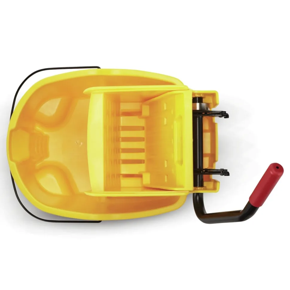 Rubbermaid Commercial 35 qt. WaveBrake 2.0 Side-Press Plastic Bucket/Wringer Combos - Yellow