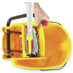 Rubbermaid Commercial 35 qt. WaveBrake 2.0 Side-Press Plastic Bucket/Wringer Combos - Yellow