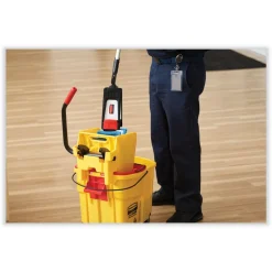 Rubbermaid Commercial 35 qt. WaveBrake 2.0 Side-Press Plastic Bucket/Wringer Combos - Yellow