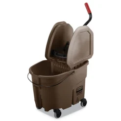 Rubbermaid Commercial 35 qt. WaveBrake 2.0 Down-Press Plastic Bucket/Wringer Combos - Brown