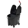 Rubbermaid Commercial 35 qt. WaveBrake 2.0 Down-Press Plastic Bucket/Wringer Combos - Black