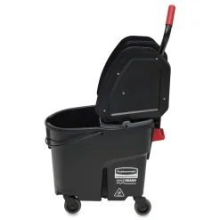 Rubbermaid Commercial 35 qt. WaveBrake 2.0 Down-Press Plastic Bucket/Wringer Combos - Black