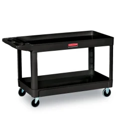 Rubbermaid Commercial 2 Shelves Plastic 500 lbs. Capacity 24 in. x 40 in. x 31.25 in. Service/Utility Carts - Black
